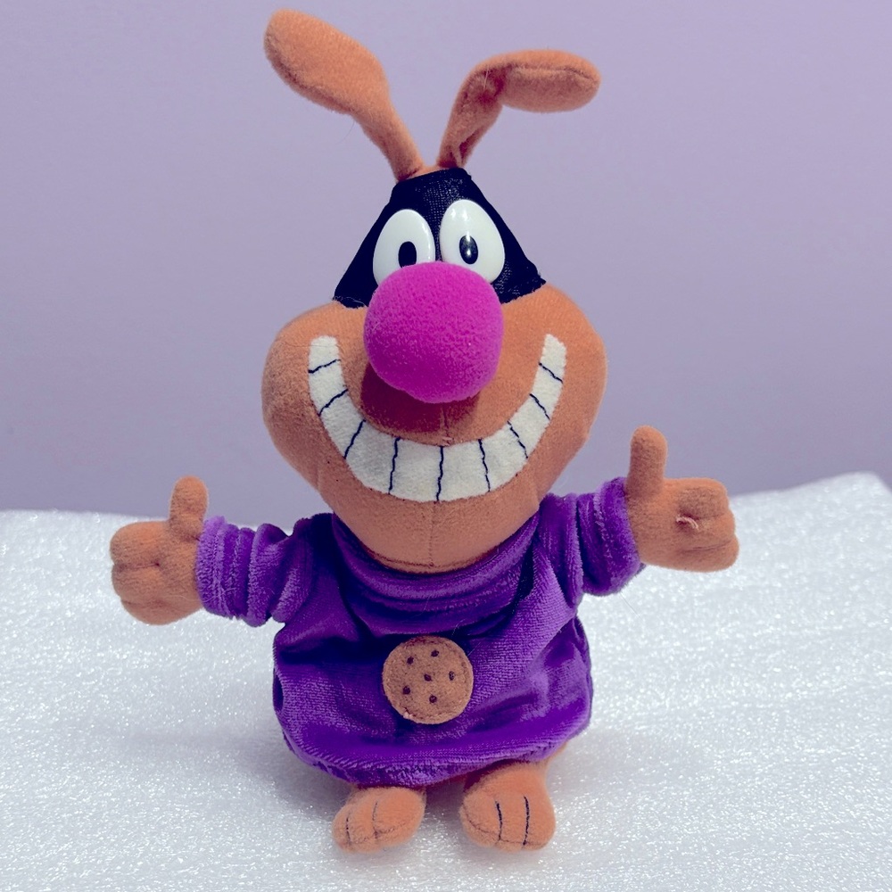 General Mills Cookie Crisp Bandit Beanie Purple & Brown Doll Cartoon Plush Toy !